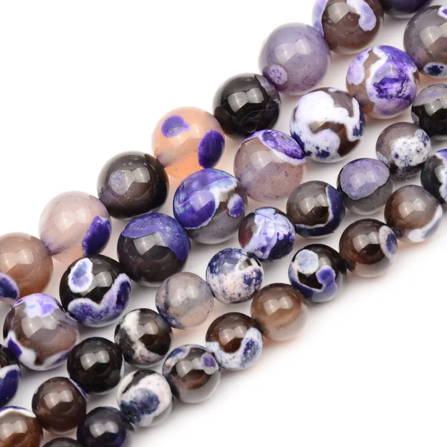 Бусы из камня Агата в полоску круглые бусины россыпью с отверстием для