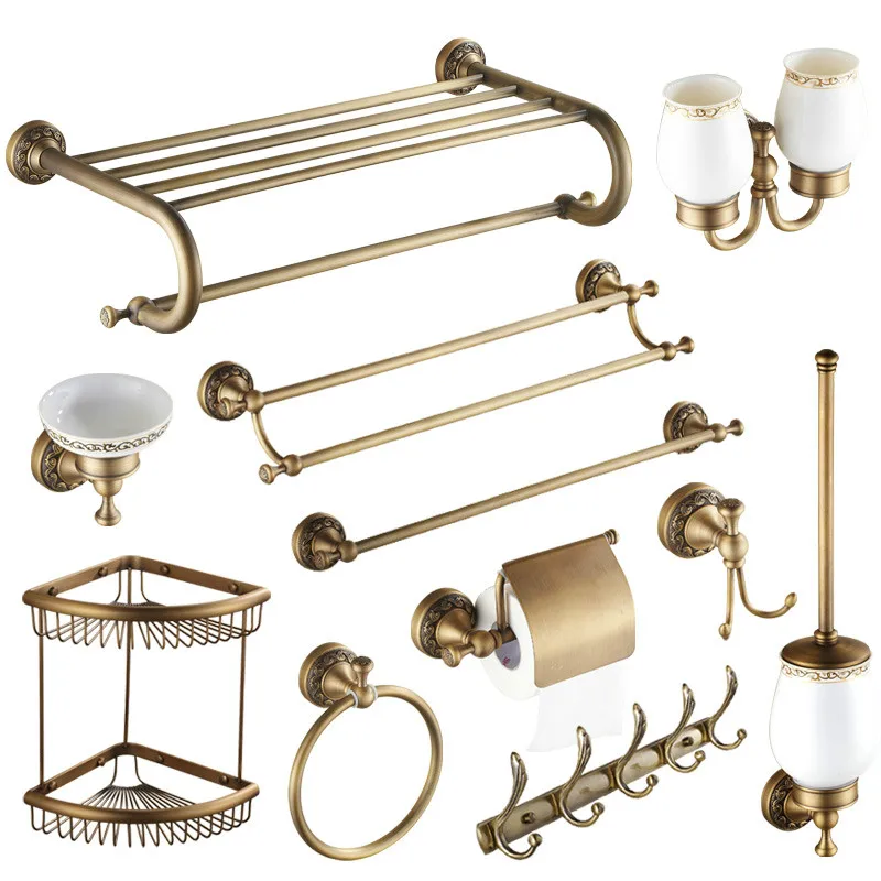 Antique Palace Series European 11 Items For Complete Bathroom Decoration Set Solid Brass Accessories | Дом и сад