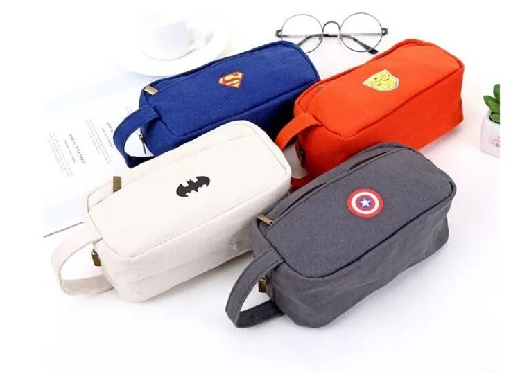 Cartoon Superhero Big Canvas Pencil Case For Boys Cute Large Pencil Box Pen Case School Supplies Stationery