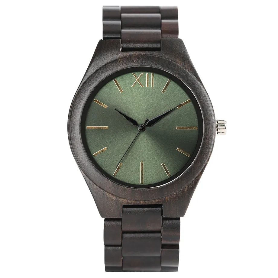 2017 новое поступление мужские ручные деревянные кварцевые часы из эбенового