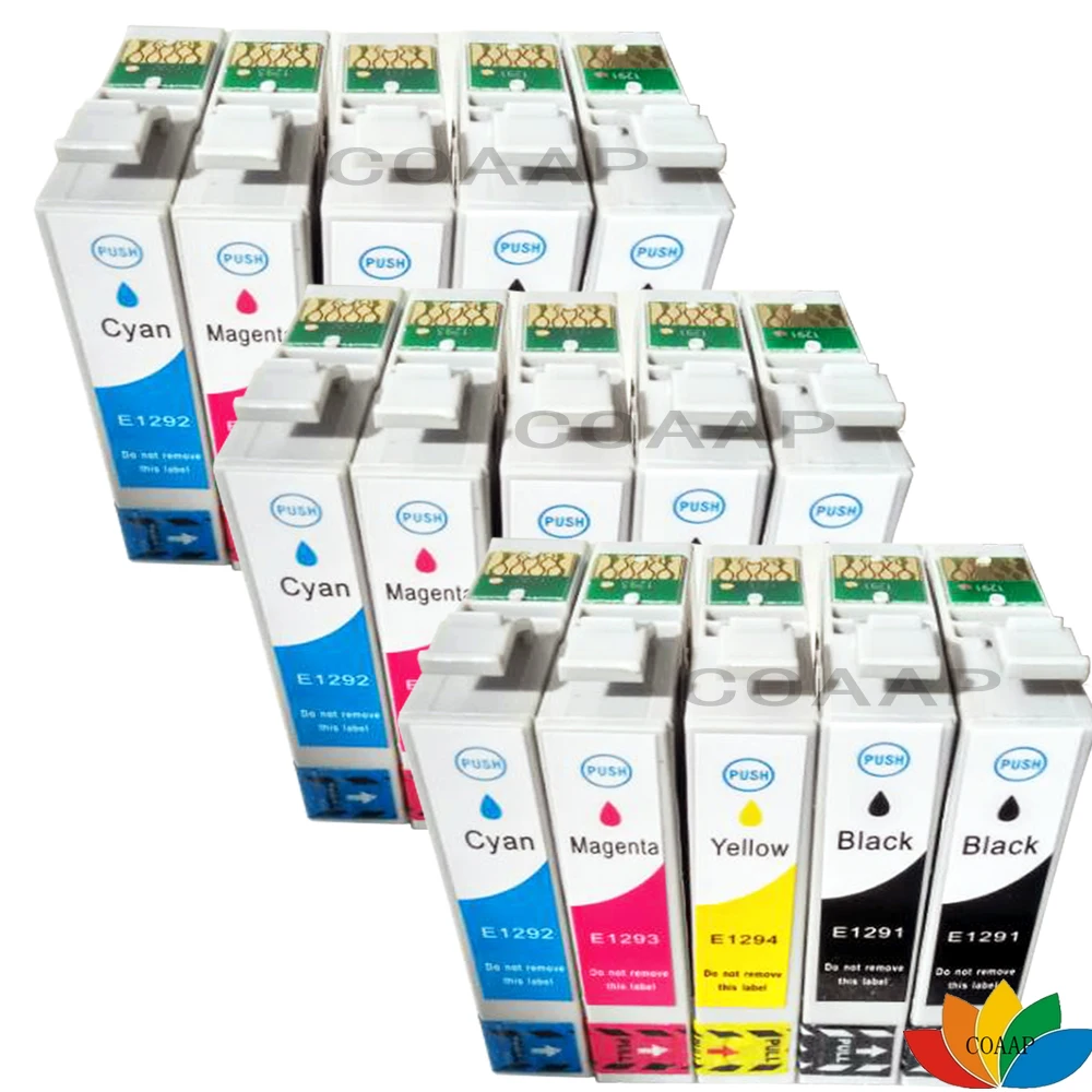 15 совместимых чернильных картриджей T1291 T1295 для EPSON STYLUS SX235W SX425W SX420W SX438W SX445W SX440W SX525WD