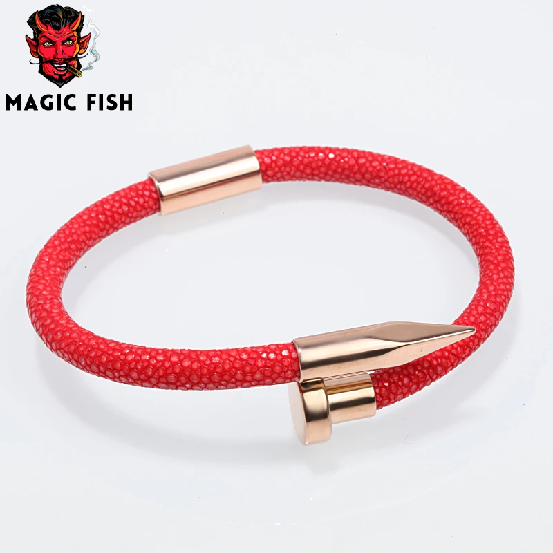 Браслет Magic Fish для мужчин и женщин красная вонючая кожа розовое золото мужские