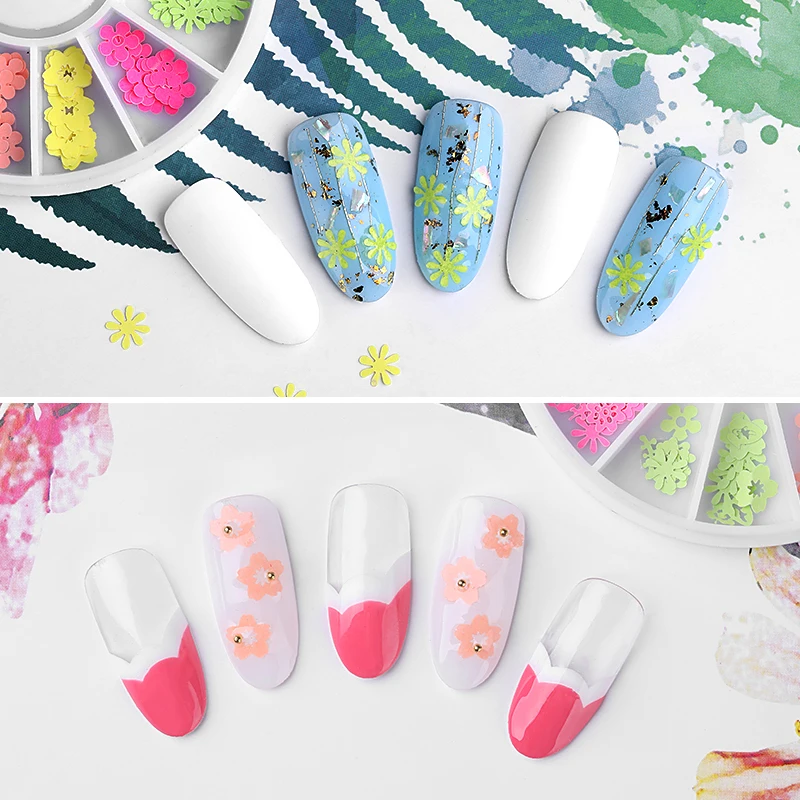 Наклейки для дизайна ногтей 3D цветы розовый желтый искусственный цветок