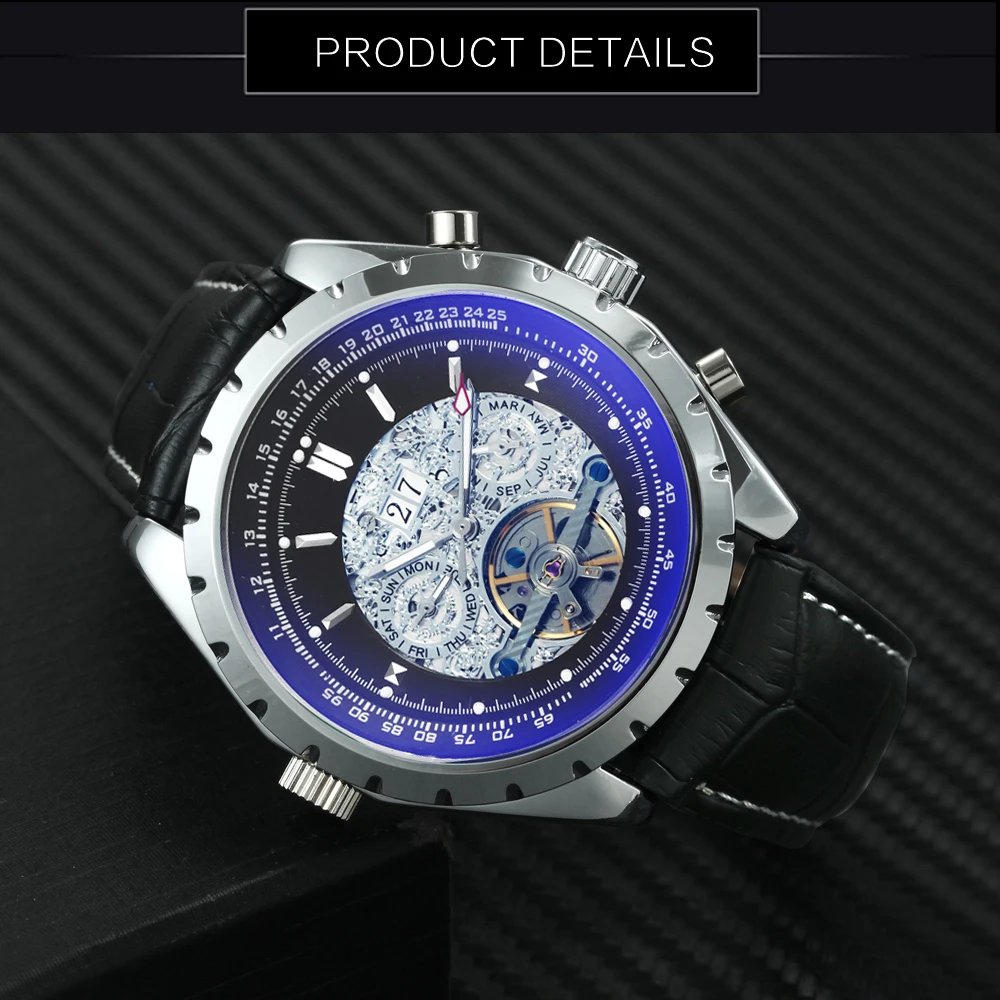 JARAGAR модные мужские часы Авто Механические турбийоны маленькие рабочие