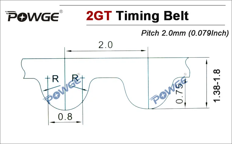 Ремень синхронный POWGE GT2 из полиуретановой стали 5 метров ширина 2 6 мм|synchronous belt|timing