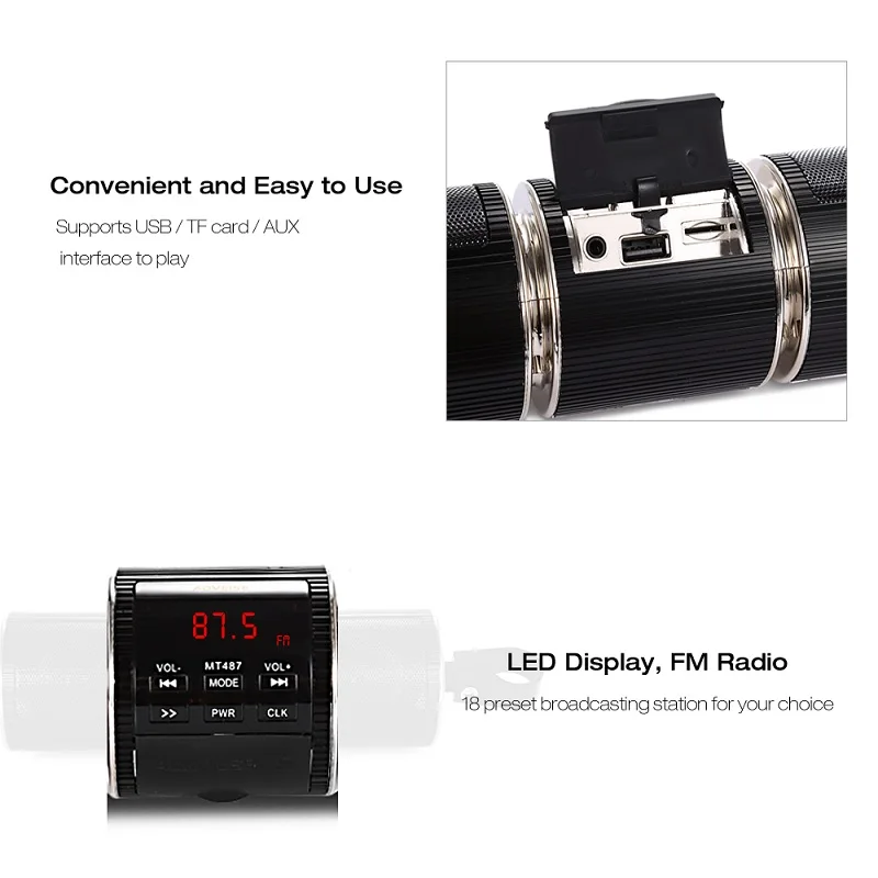 Мотоцикл динамик Bluetooth V2.1+ EDR аудио плеер водостойкий мотоцикл стерео динамик мото fm-радио AUX USB TF MP3 плеер