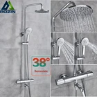 Хромированный душ дождевой насадкой, термостатический смеситель душа, настенный вращающийся Лейка ванной смеситель душа, система лейка для душа тропический душ гигиенический душ термостатический смеситель