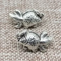 4 Pieces of 925 Sterling Silver Good Fortune Fish Charms 2-Sided Lucky Luck Pendants for Bracelet Necklace