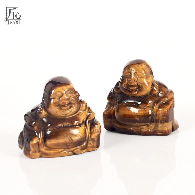 1 5 дюймовая резная budda натуральный тигровый глаз Maitreya счастливая статуэтка Будды