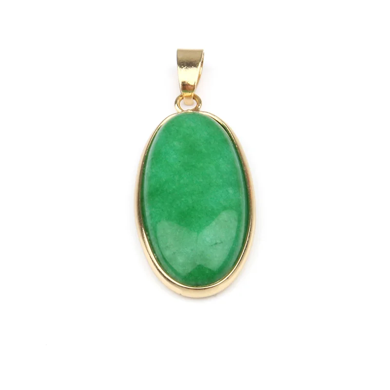 Malaysian Jade Натуральный Камень Кулон овальной формы подвески агата лазурит амулеты Для Изготовление Ювелирных ожерелий 4*1,6*0,6 мм - Окраска металла: Malaysian Jade