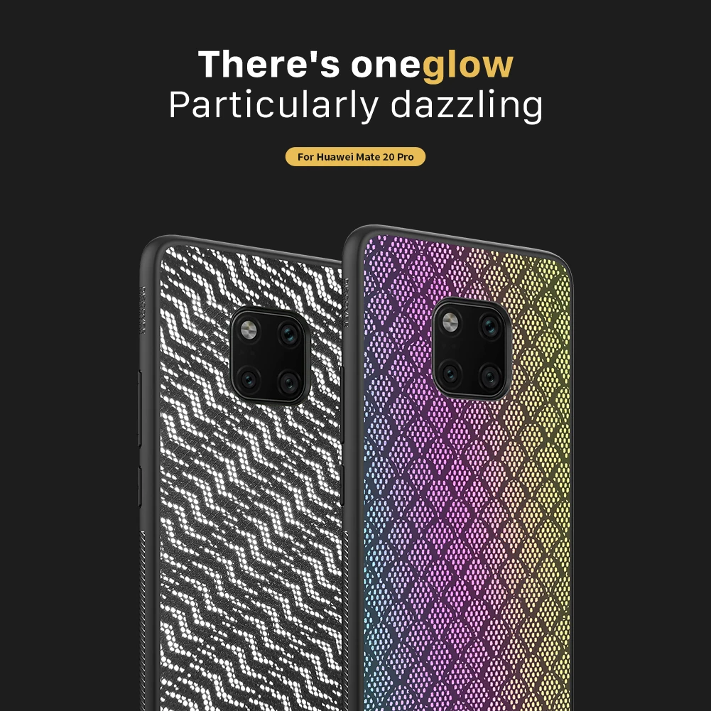 NILLKIN Case for Huawei Mate 20 Pro Woven Polyester Mesh Shell Colored Glitter Holographic Gradient Reflective Black Cover |