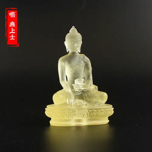 Exquisite Tibet Buddhism Hand made liuli colored glaze statue Vajrasattva White