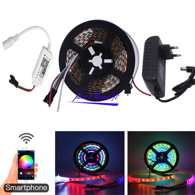 Светодиодная лента WS2811 16703 Smart IC SMD 5050 30 светодиодов/м DC12V IP30 водонепроницаемые RGB