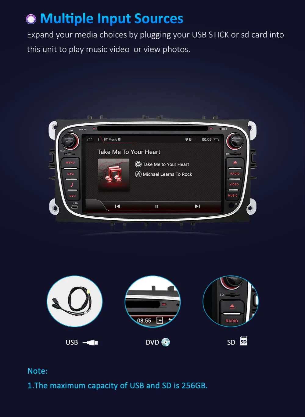 2 din Android 9,0 автомобильный DVD мультимедийный плеер gps Navi для Ford для Focus2 Mondeo Galaxy Wifi Аудио Радио Стерео головное устройство Canbus