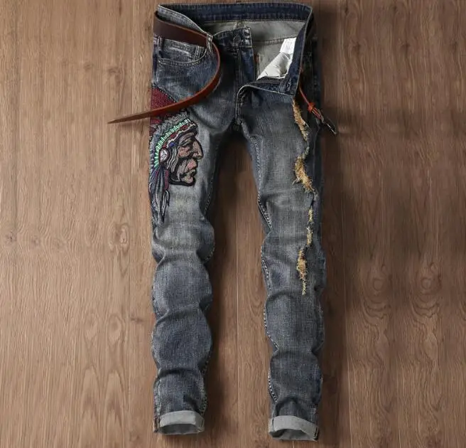 

New Styles Good Quality Full Length Men Jeans Embroidery Male Pants Free Shipping