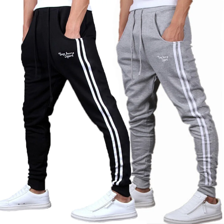 Spring Summer Mens Pants Fashion Skinny Sweatpants Joggers Striped Slim Fitted Gyms Clothing Plus Size 3XL Harem Pant | Мужская одежда