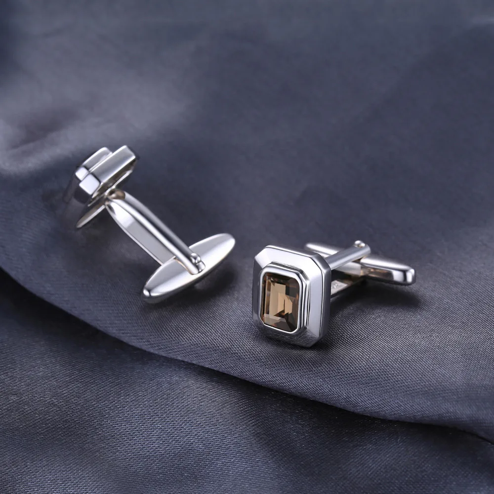 Jewelrypalace Для мужчин 4ct природный дымчатый кварц запонки натуральная 925 пробы Щепка