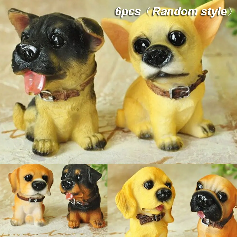 6pcs Mini Landscaping Decoration Model Simulation Dollhouse Cute Toy Cartoon Miniature Dog Doll | Игрушки и хобби