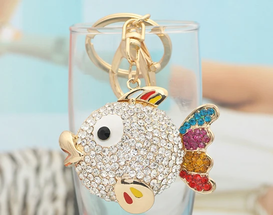 Rhinestone tropical fish/peixe keychain/korean luxury jewelry bag charms/chaveiro carro/llaveros women/porte clef strass/trinket | Украшения