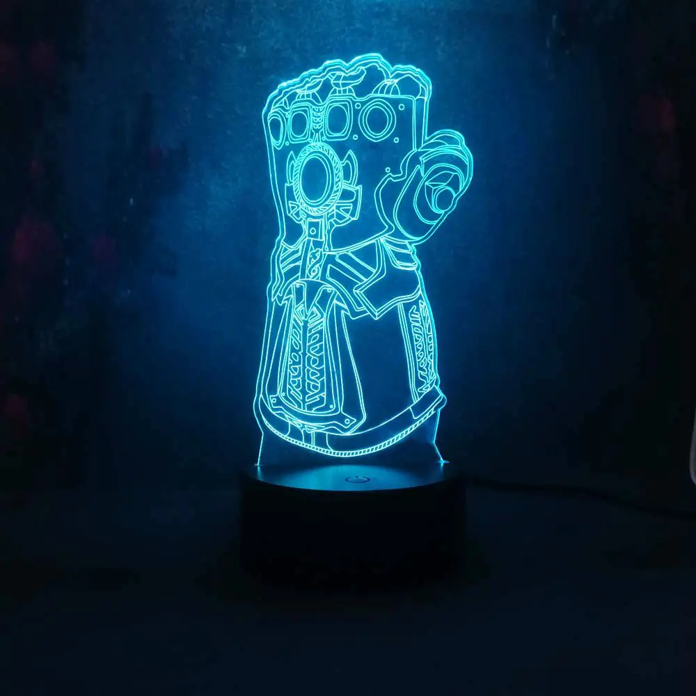 Marvel Мстители супергерой танос бесконечность перчатки Декор ночник лампа 3D USB LED