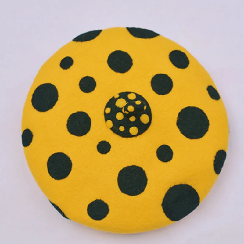 Adults 56CM Ручная работа, шерстяной войлок Yayoi Kusama, волнистые тыквенные береты, Креативные украшения для родителей и детей, статуэтки, шапка X1759 - Цвет: Adults 56CM