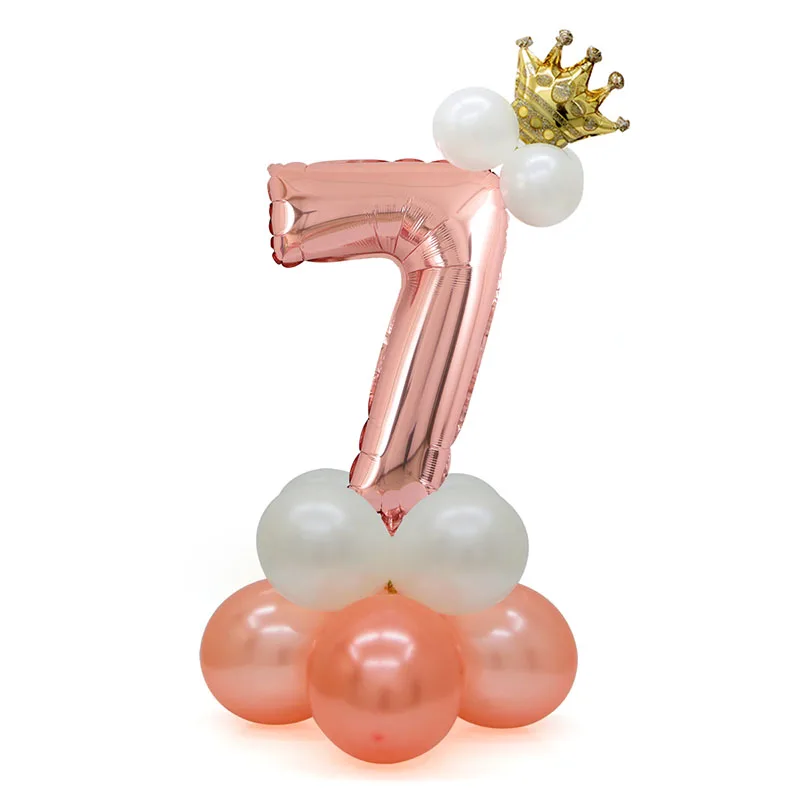 15 шт./лот, розовое золото, цифры, воздушные шары, цифра 0-9, шары из фольги с короной, день рождения, свадьба, фестиваль, вечерние украшения, воздушные шары - Цвет: rose gold7