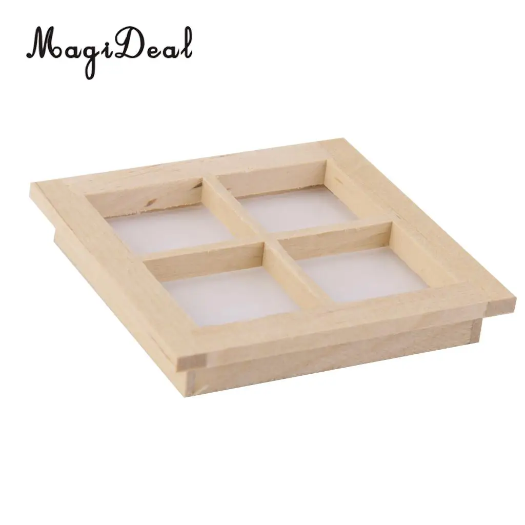 MagiDeal 1 шт. 1/12 миниатюрный деревянный кукольный домик, 4 окна, сделай сам, Acce для детей, ролевые игры, кукольный дом, набор мебели, игрушка 7x7 см