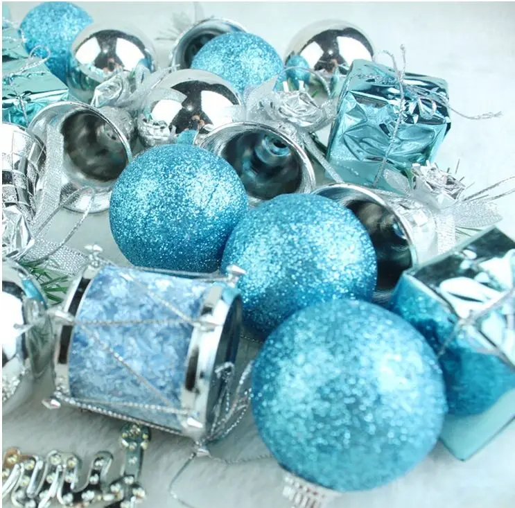 32 шт./лот Золотая синяя Снежинка Рождественская елка подвесные украшения для