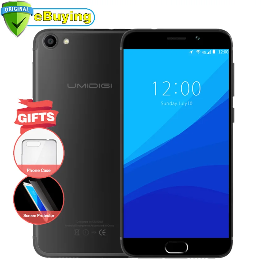 UMIDIGI G Android 7 0 смартфон MTK6737 четырехъядерный 5 дюймовый экран сотовый телефон 2G ram 16G