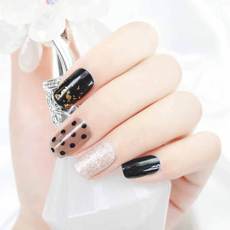 20 шт./компл. черный волнистый точечный смешанный СТИКЕР для ногтей полностью