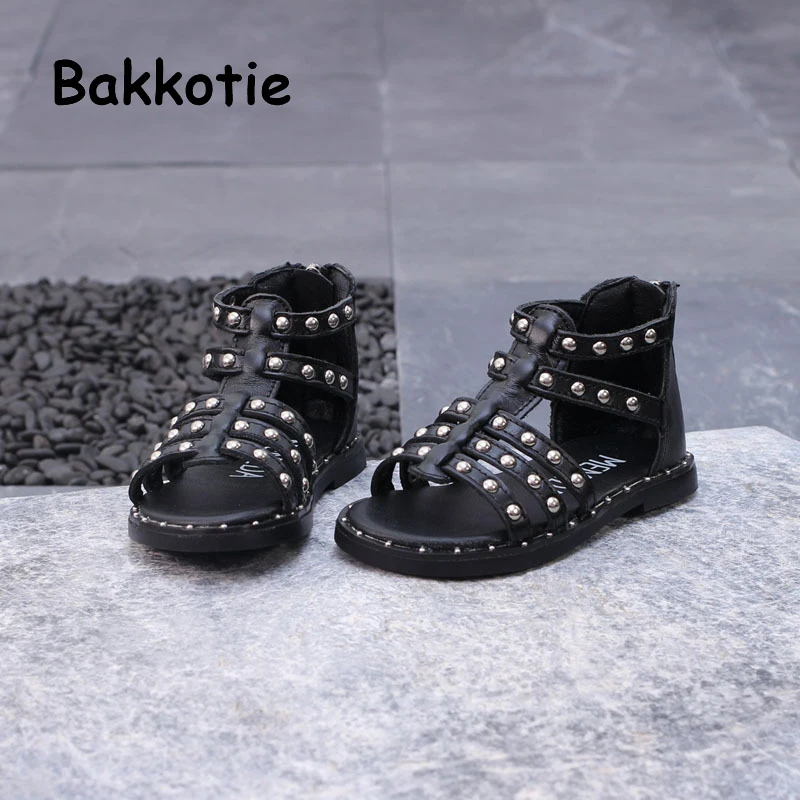 Bakkotie/Новинка лета 2019 модная детская обувь из натуральной кожи с заклепками