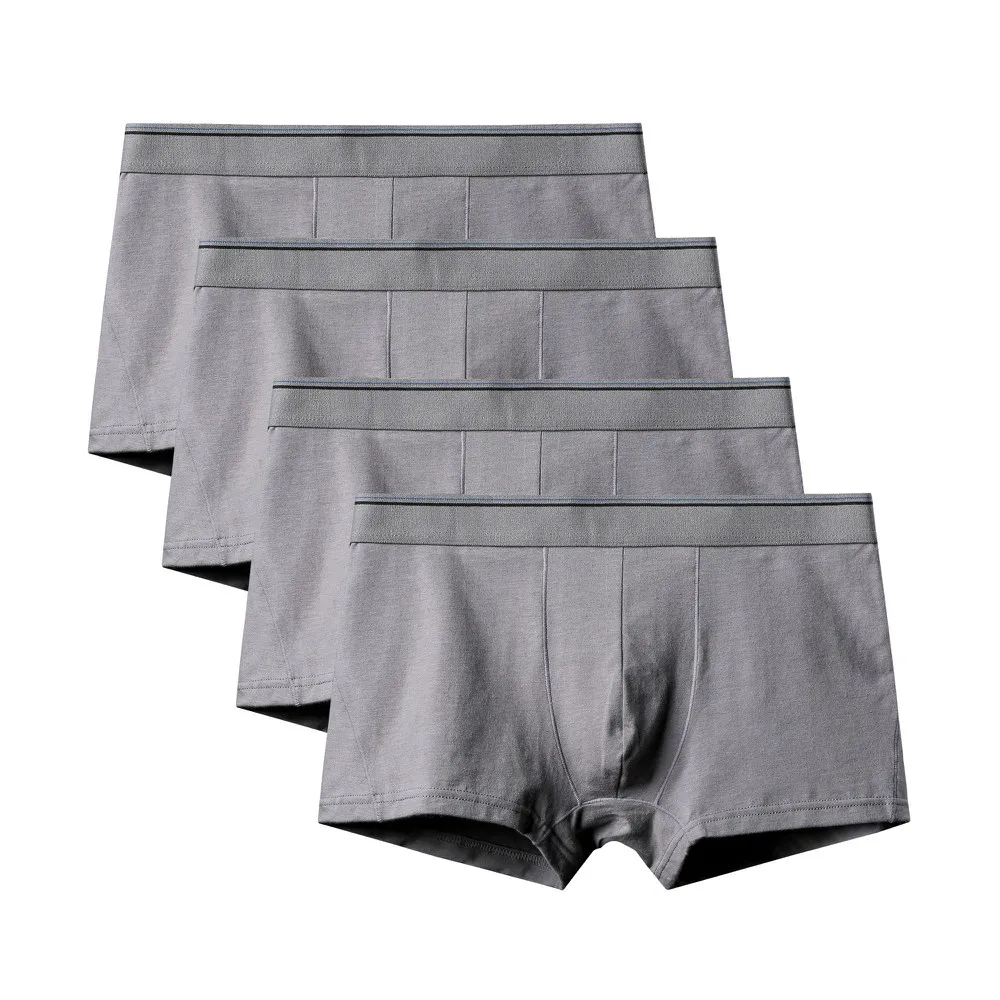 4Pcs A2425 Gray 4 шт./партия, горячее мужское хлопковое нижнее белье, мужские боксеры, привлекательное нижнее белье, мужские комфортные трусики из «дышащей» ткани, Cueca, боксеры, шорты, плюс жир 6XL - Цвет: 4Pcs A2425 Gray