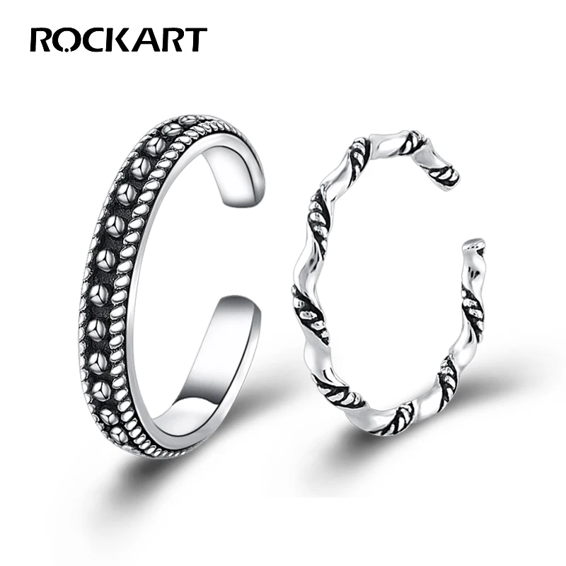ROCKART Ретро стиль штабелируемые кольца 100% Стерлинговое Серебро 925 пробы ювелирные