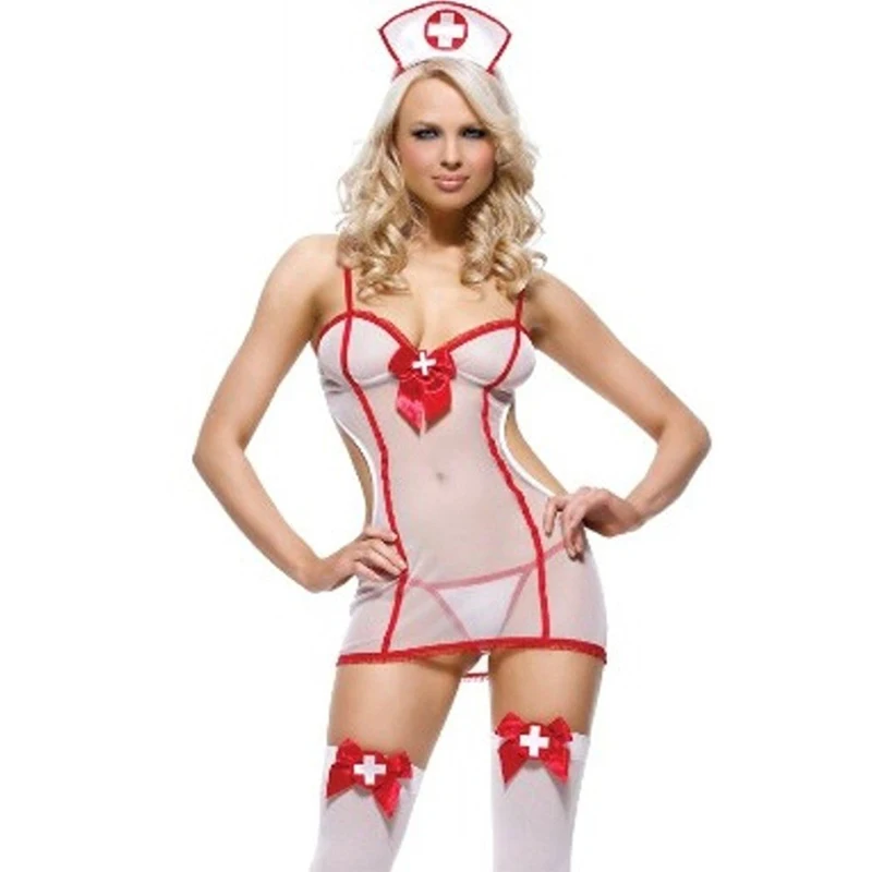 

Woman Fancy Dress Sexy Nurse Costume Cosplay White And Red Hot Sexy Nurse Doctor Role Play Exotic Erotic Lingerie Sexy Costumes