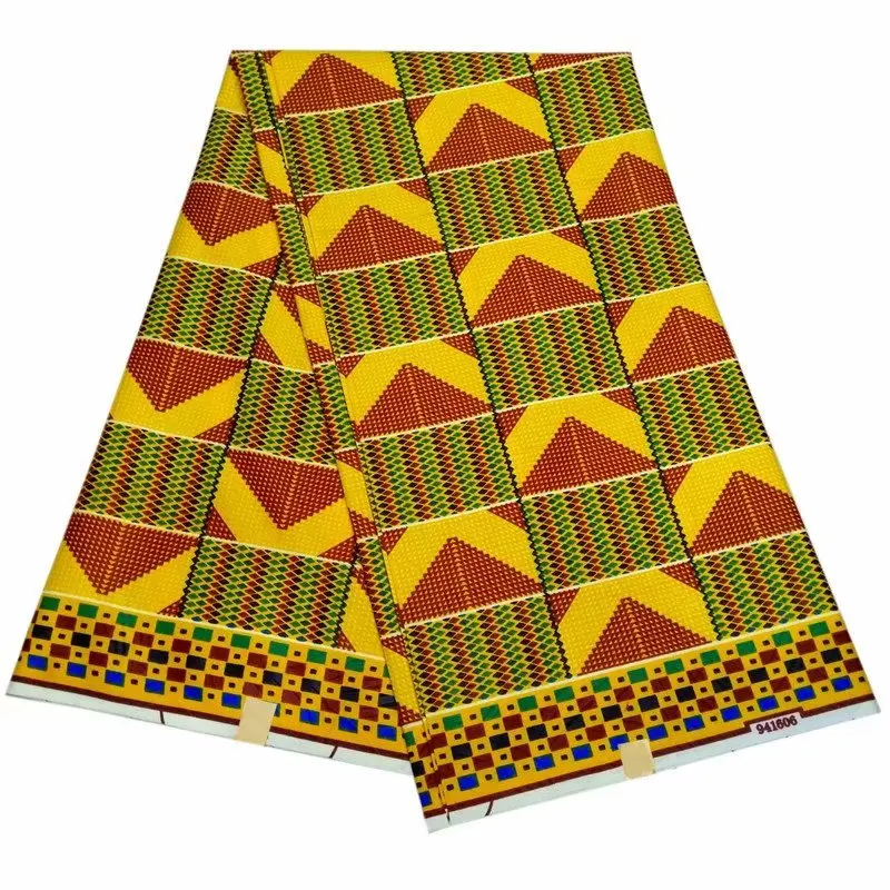 as picture Дешевая ткань ghana kente дизайн полиэстер Анкара африканская вощеная ткань принтом guinea tissu голландская восковая ткань с принтом 6 ярдов - Цвет: as picture