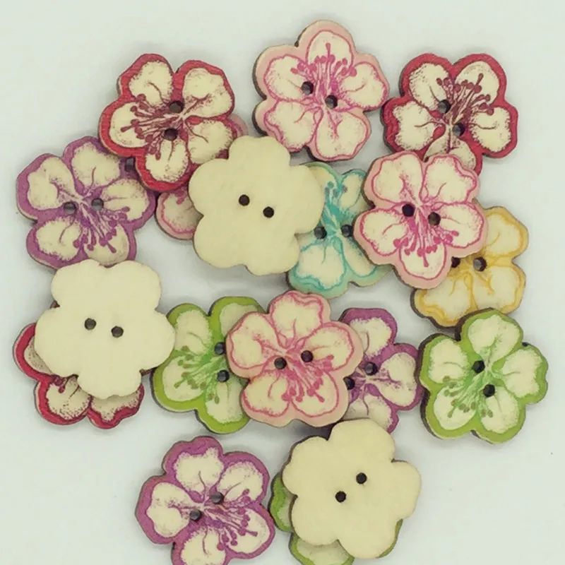 2017 г. Мультяшные кнопки в стиле ретро с цветочным узором 2 отверстиями плоской