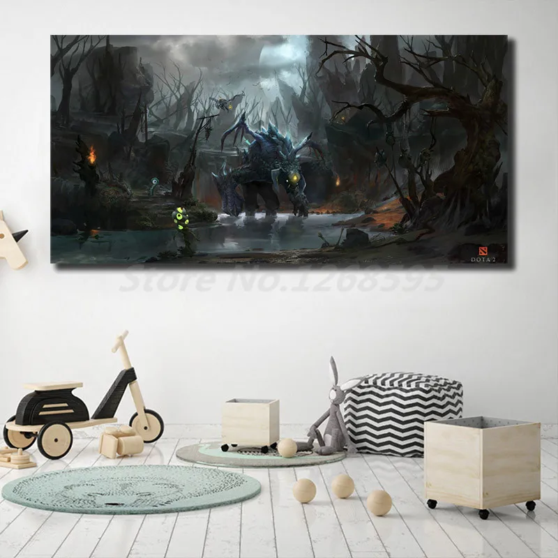 Dota 2 Roshan обои настенные художественные холст постер и печать Картина