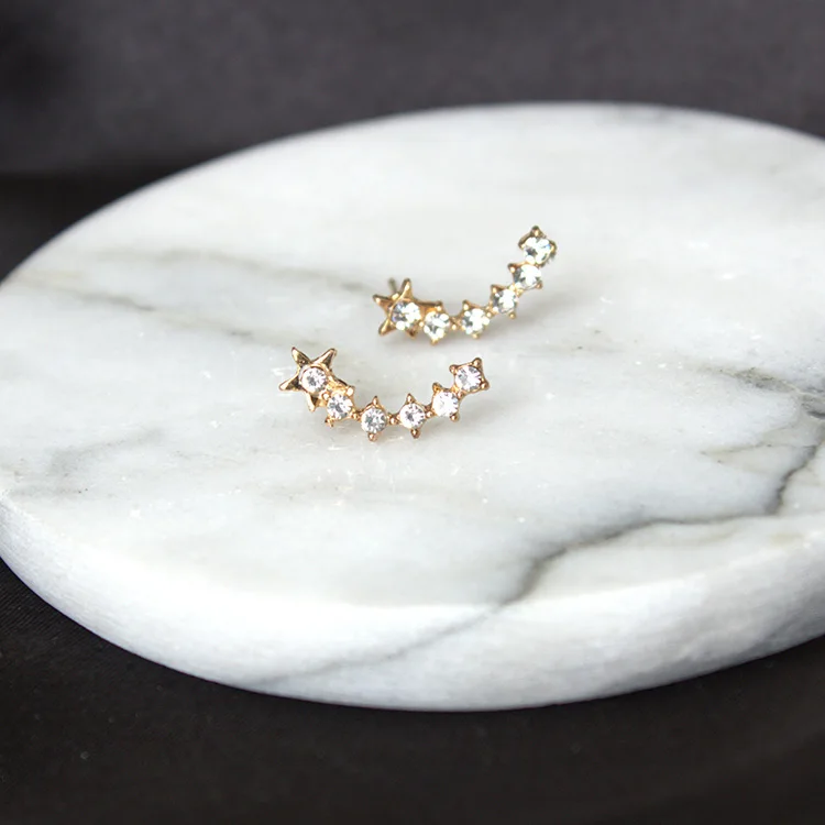 Корейская мода имитация пятиконечная звезда изогнутые геометрические серьги