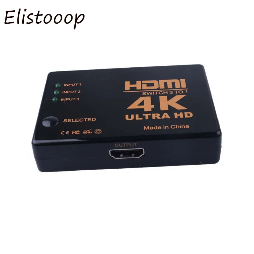 Elistooop HDMI распределитель 1080P 4K 3 вход 1 выходной порт концентратор коробка для DVD HDTV