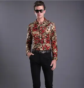 Высококачественная Осенняя хлопковая формальная Мужская классическая рубашка с длинным рукавом и принтом