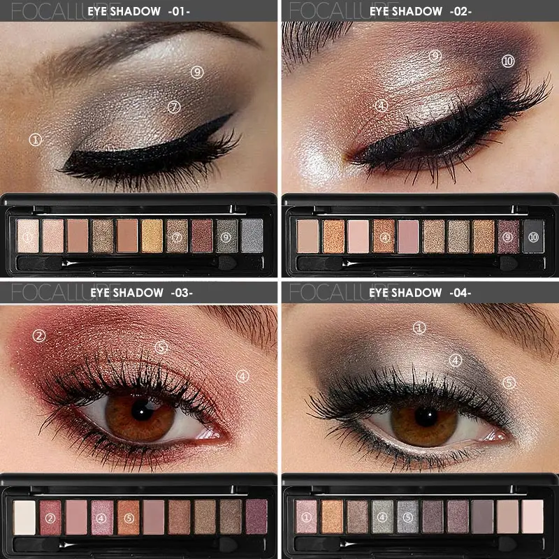 Focallure 10Pcs Makeup Matte Palette Natural Earth Color Light Eye Shadow Shimmer Eyeshadow Set |