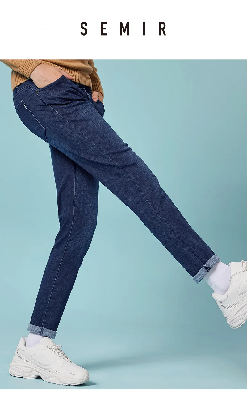 SEMIR, новинка, мужские Стрейчевые повседневные джинсы, брюки, тонкие ноги, большой размер, трендовые классические деловые мужские ковбойские длинные штаны