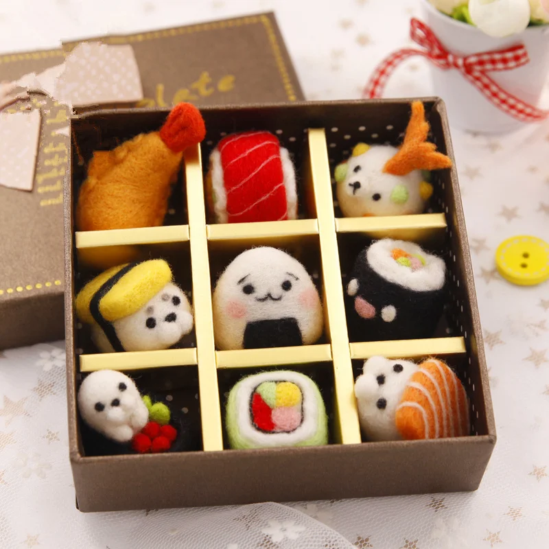 sushi Подарочная коробка на день рождения, креативный шерстяной войлок, фрукты, суши, мультфильм, сделай сам, ручная работа, Студенческая, не готовая, войлочный материал, сделай сам, посылка - Цвет: sushi