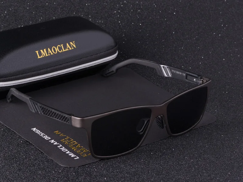 7712 Gun Black LMAOCLAN, Мужские поляризационные солнцезащитные очки, алюминиево-магниевые солнцезащитные очки, очки для вождения, квадратные Оттенки для мужчин, мужские - Цвет линз: 7712 Gun Black