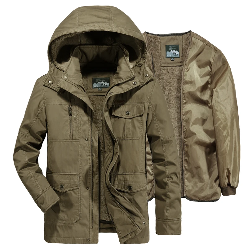 Новая зимняя куртка для мужчин комплект из 2 предметов флисовая парка толстые