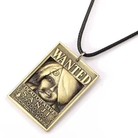ms jewelry one piece wanted poster necklace sanji warrant pendant necklace friendship men women anime choker accessories