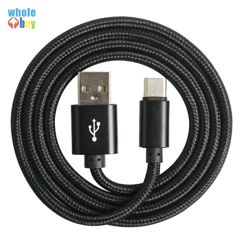 300 шт./лот оптовая продажа однотонный нейлоновый плетеный кабель Type C 8pin Micro USB для