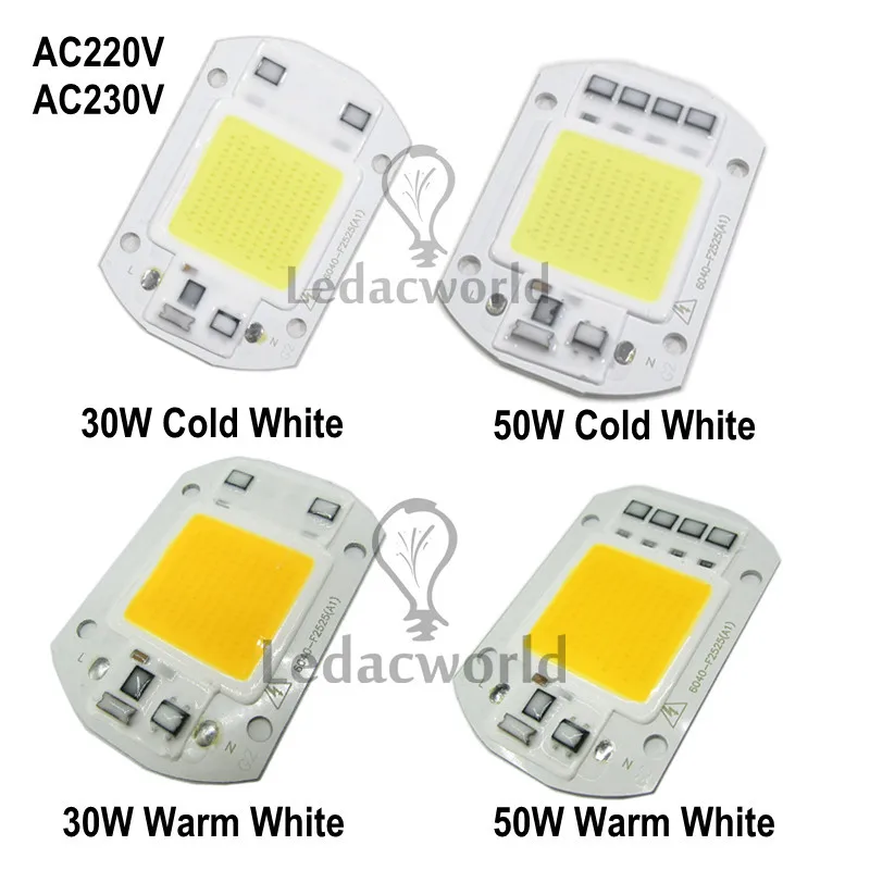 220 В 230 в 30 Вт 50 IP65 интегрированный IC теплый белый холодный для DIY светодиодный COB