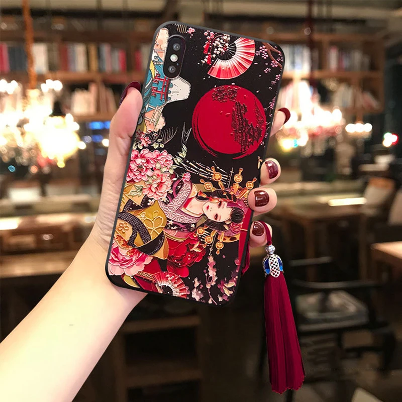 Кимоно девушка кисточкой чехол для телефона для iPhone XS MAX XR Мягкий ТПУ задняя крышка для iPhone 8 7 6S 6 Plus чехол для iPhone 11 Pro Max Capa