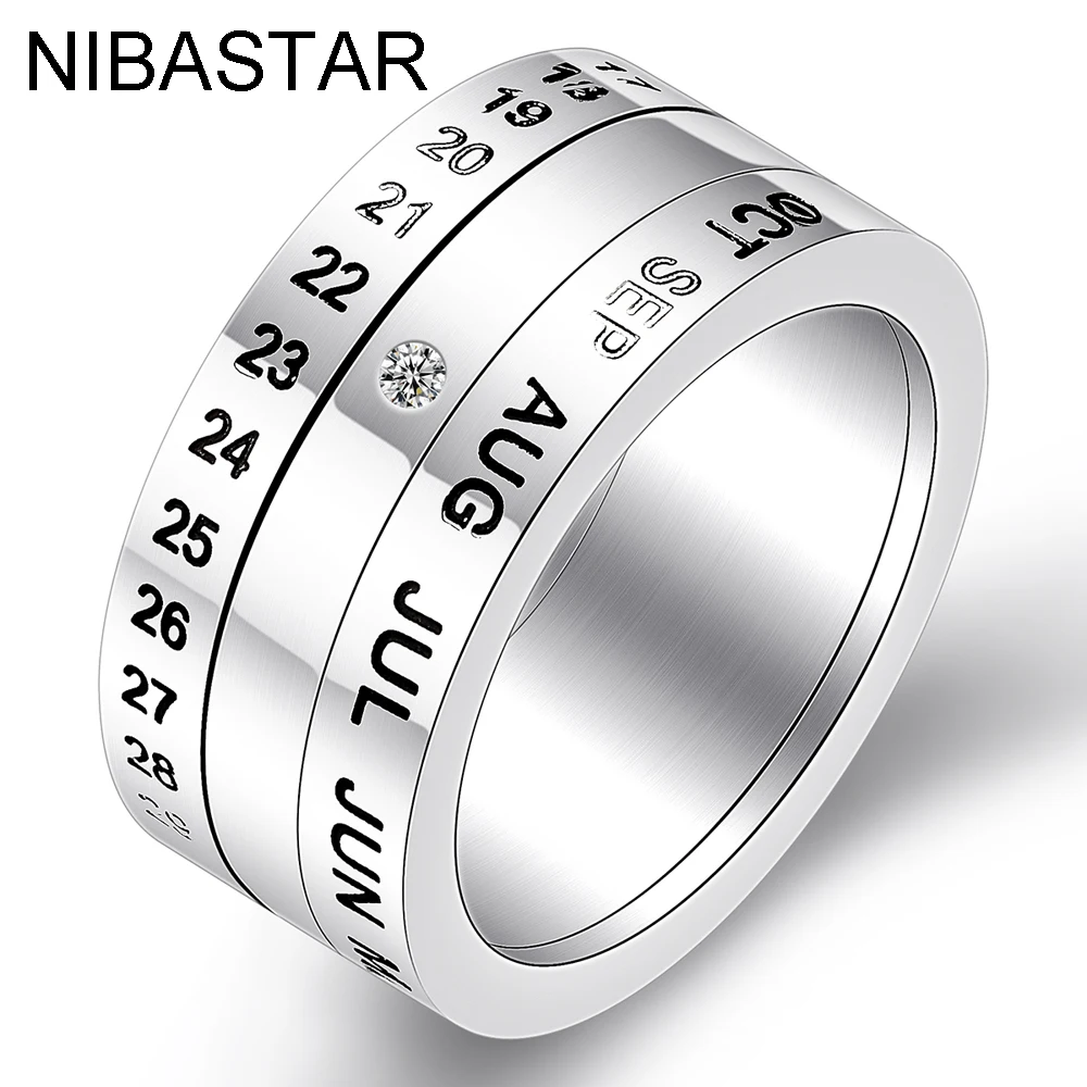 Кольца мужские из нержавеющей стали 316L с календарем и надписью|ring for|rings for menparty ring